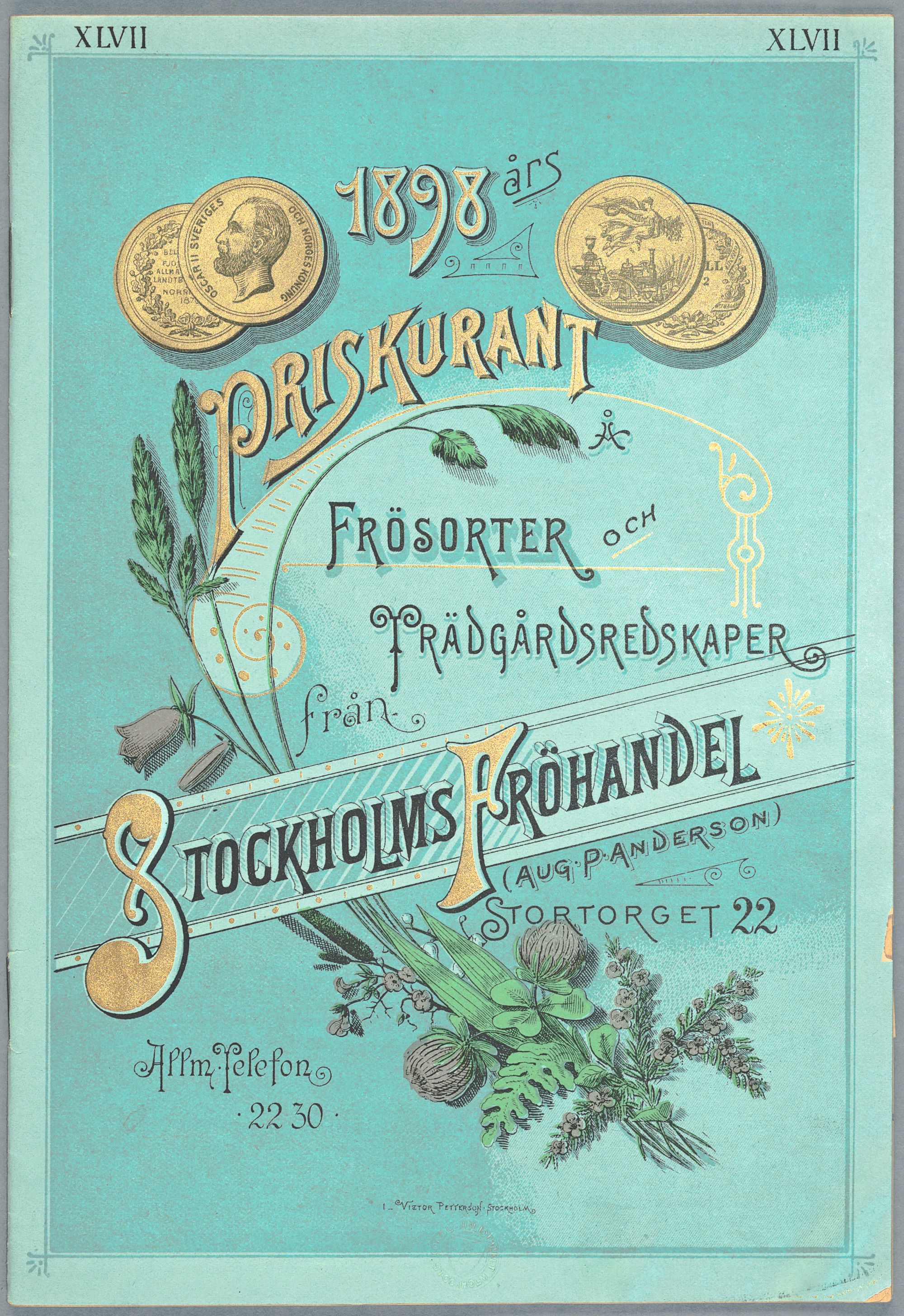 Färgfotografi av omslaget till en färggrann tryckt frökatalog med bilder av blommor och medaljer